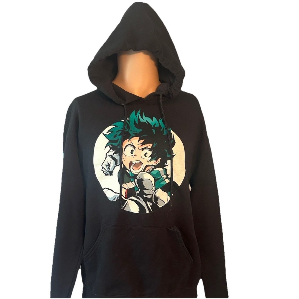 MY HERO ACADEMIA ,DEKU, IZUKU MIDORIYA, MENS MEDIUM BLACK HOODIE - ANIME